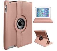 For Apple iPad Air 2/2nd Generation 2014 A1566 A1567 360 Degree Swivel Stand Smart Protective Cover(Rose Gold)
