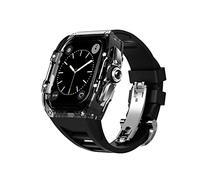 For Apple Watch Band 44mm/45mm, Luxury Clear Watch Case, black/red, Classic