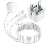 For Apple Watch Charger-3-in-1 Magnetic Wireless Charging Station with 20W USB-C Fast Charger Plug & Type-C/Lightning Cable | Compatible iPhone 16/15/14/13/12, AirPods, Series 9/8/7/Ultra