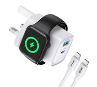 for Apple Watch Charger with 20W USB C Plug, 3 in 1 PD Fast Charger UK for iWatch Series SE/Ultra/10/9/8/7/6/, Compatible with iPhone 16/16 Pro/iPhone 15 Series, White
