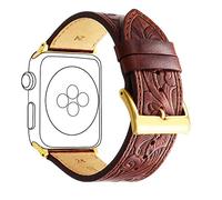 for Apple Watch Retro Leather Bands, Ezzdo Handmade Bump Genuine Leather Replacement Strap Men Women Brown Bracelet for Iwatch 38mm 42mm Series 1/2 / 3