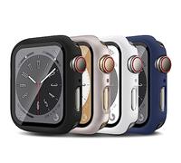 For Apple Watch Series SE 6 5 4 40mm Case with Built-in Tempered Glass Screen Protector,4 Pack Ultra Thin Matte Hard PC Protective Cover For iWatch SE 6 5 4 40mm Case(Black/Star/Midnight blue/White)