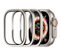 For Apple Watch Ultra Screen Protector 49mm, Titanium Alloy Frame with 9H Tempered Glass Anti-Scratch High Definition Bubble Free Lightweight Protective Glass Film for iWatch Ultra 2 (3pack B)