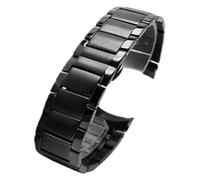 For Armani Watch Bands Stainless Steel AR2452 AR2453 AR2448 Strap with for Butterfly Buckle Scrub Black(Nero 22mm)