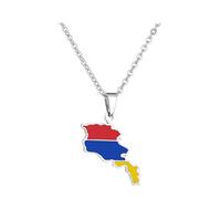 For Armenia Stainless Steel Map Pendant Necklace Earrings And Ring Set Fashionable And Versatile Suitable For Men Women Brides Grooms Suitable For Wedding Parties Various Festivals (model1-silver)