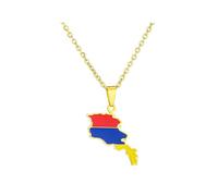 For Armenia Stainless Steel Map Pendant Necklace Earrings And Ring Set Fashionable And Versatile Suitable For Men Women Brides Grooms Suitable For Wedding Parties Various Festivals (model1-gold)
