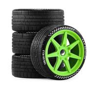 For Arrma For Infraction For Limitless For Felony 1/7 1/8 Huan Nao X3Gt Rc Car Universal 4Pcs Tires 17Mm Hex On-Road Wheels Rc Parts(Green)