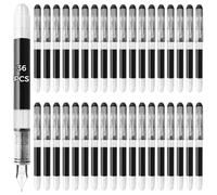 for Art, Calligraphy, Office & Students, Sleek Writing Pens, 0.02 Fine Nib, Quick-Dry Stainless Steel Fountain Pens with Large Ink Capacity, 36 Pcs Disposable