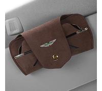 For Aston Martin V8 V12 Vantage DBS DBX DB11 DB9 Car Sun Visor Glasses Holder Organizer Glasses box Storage box Emblem Sunglasses Organizer Accessories,Brown