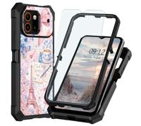 for ATT Trek SN515AR Case with Screen Protector, Military-Grade Shockproof Phone Case, Dual Layer TPU + Hard PC Protection, Wireless Charging, Paris Pink Bow Romance