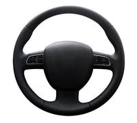 For Audi A3 8P 2008-13 A4 B8 2008-10 A5 A6 C6 2007-11 Hand-sewn Artificial Leather Car Steering Wheel Cover(Light Blue Thread)