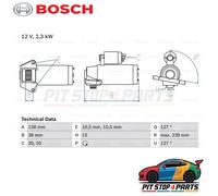 For Audi A3 Starter Motor Bosch 0986025950 239 mm Premium Graded 2000-2003