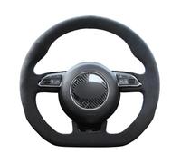 For Audi A6 Avant 2011-2018, Hand Sewn Steering Wheel Cover, Black Suede Anti-Slip Steering Wheel Cover