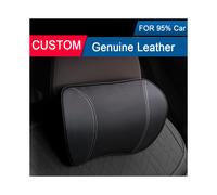 (For Audi Black) Genuine Leather Car Neck Pillow For BMW Audi Mercedes Tesla Toyota Jeep