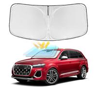 for Audi Q7 SUV 2016-2024 2025 Windshield Sun Shade - 4 Layers Car Sunshades for Front Windows Shade Cover Custom Fit Q7 Sun Visor 240T Retractable Shade Blocks UV Rays Car Accessories