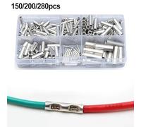 For Automotive Wire Butt Connectors Non Insulated Copper Tubular Terminals with Wire Stop Barrier for Strong and Safe Electrical Connections 22 10 AWG (280pcs)