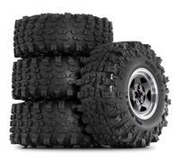 For Axial For SCX10 For Wraith RR10 For Capra For Traxxas For TRX4 YK4082 1/10 4 Sztuki 118mm Metalowych Felg 1,9" Rc Car Accessory Replacement RC Car Tires Wheels(Black)