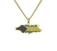 for Bahamas Nassau Island Map Necklace, Bahamas Map with Flag Pendant Vintage Patriotic Map Hip Hop Ethnic Decoration for Women and Men (Gold,2 PCS)