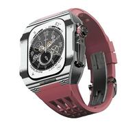 For Band 8 7 6 5 4 SE 44/45mm Series, Luxury Watch Band Modification Kit, Carbon Fiber Case fluororubber Strap, Suitable for IWatch DIY Upgrade