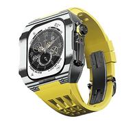 For Band 8 7 6 5 4 SE 44/45mm Series, Luxury Watch Band Modification Kit, Carbon Fiber Case fluororubber Strap, Suitable for IWatch DIY Upgrade