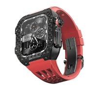 For Band 8 7 6 5 4 SE 44/45mm Series, Luxury Watch Band Modification Kit, Carbon Fiber Case fluororubber Strap, Suitable for IWatch DIY Upgrade