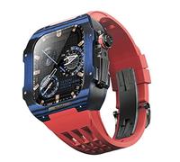 For Band 8 7 6 5 4 SE 44/45mm Series, Luxury Watch Band Modification Kit, Carbon Fiber Case fluororubber Strap, Suitable for IWatch DIY Upgrade