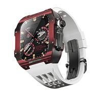For Band 8 7 6 5 4 SE 44/45mm Series, Luxury Watch Band Modification Kit, Carbon Fiber Case fluororubber Strap, Suitable for IWatch DIY Upgrade