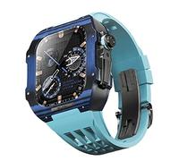 For Band 8 7 6 5 4 SE 44/45mm Series, Luxury Watch Band Modification Kit, Carbon Fiber Case fluororubber Strap, Suitable for IWatch DIY Upgrade