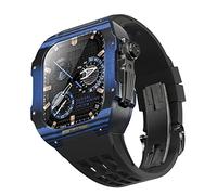For Band 8 7 6 5 4 SE 44/45mm Series, Luxury Watch Band Modification Kit, Carbon Fiber Case fluororubber Strap, Suitable for IWatch DIY Upgrade