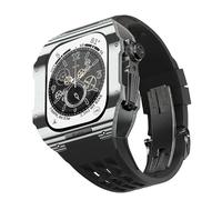 For Band 8 7 6 5 4 SE 44/45mm Series, Luxury Watch Band Modification Kit, Carbon Fiber Case fluororubber Strap, Suitable for IWatch DIY Upgrade