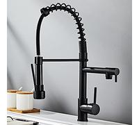 for bar Farmhouse Commercial, All Copper Black Spring Pull Out Kitchen Sink Faucet, hot Cold Water Chrome/Gold Mixer Crane tap with Dual spout Deck Mount
