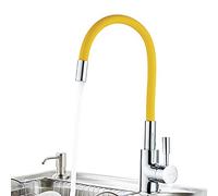 for Bar Farmhouse Commercial, Deck Mounted Kitchen Hot and Cold Water Crane Mixer Sink Basin Tap, Rotatble Faucet (Color : Yellow) The New