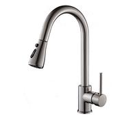 for Bar Farmhouse Commercial, Faucet Pull Out Kitchen Handle Single Hole 360 Rotate, Copper White/Nickel/Gold Swivel Sink Mixer Tap