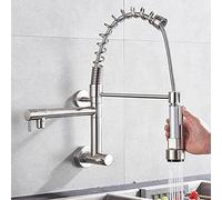 for Bar Farmhouse Commercial, Golden/Brushed Nickel/Chrome Spring Swivel Side Sprayer Dual Spout Tap, 360 Rotat Kitchen Sink Cold Water Faucet The New