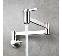 for Bar Farmhouse Commercial, Pot Filler Wall Mounted Foldable Kitchen Cold Single Hole Sink Tap, Rotate Folding Spout Brushed Gold Brass Faucet (Color : Nickel)