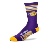 For Bare Feet NBA 4 Stripe Deuce Crew Men Socks-Los Angeles Lakers-Large (10-13)