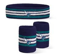 For Bare Feet NBA Charlotte Hornets Officially Licensed Team Logo Headband & Wristband Combo Pack Team Color OSFM