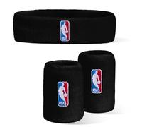 For Bare Feet NBA Classic LOGOMAN Headband & Wristband 3 Pack Black OSFM