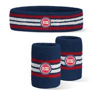 For Bare Feet NBA Detroit Pistons Officially Licensed Team Logo Headband & Wristband Combo Pack Team Color OSFM
