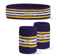For Bare Feet NBA Los Angeles Lakers Officially Licensed Team Logo Headband & Wristband Combo Pack Team Color OSFM