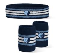 For Bare Feet NBA Memphis Grizzlies Officially Licensed Team Logo Headband & Wristband Combo Pack Team Color OSFM