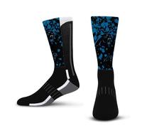 For Bare Feet NFL Men Women Team Color Logo Game Day Digi Mashup Performance Warm & Cold Weather Comfort Crew Sock, Carolina Panthers - Black, Large
