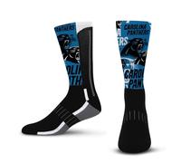 For Bare Feet NFL Men Women Team Color Logo Game Day Montage Performance Warm & Cold Weather Comfort Crew Sock, Carolina Panthers - Black, Medium