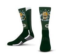 For Bare Feet NFL Men Women Team Color Logo Game Day Phenom Curve Performance Warm & Cold Weather Comfort Crew Sock, Green Bay Packers - Green, Medium