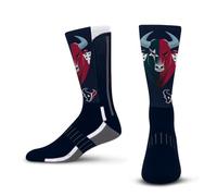 For Bare Feet NFL Men Women Team Color Logo Game Day Phenom Curve Performance Warm & Cold Weather Comfort Crew Sock, Houston Texans - Navy, Medium