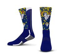 For Bare Feet NFL Men Women Team Color Logo Game Day Splatter Performance Warm & Cold Weather Comfort Crew Sock, Los Angeles Rams - Blue, Medium