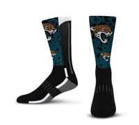 For Bare Feet NFL Men Women Team Color Logo Game Day Splatter Performance Warm & Cold Weather Comfort Crew Sock, Jacksonville Jaguars - Black, Medium