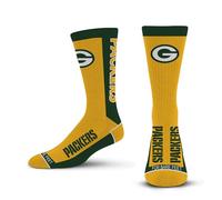 For Bare Feet - NFL MVP Classic Adult Unisex Crew Socks, Green Bay Packers, Large