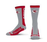For Bare Feet - NFL MVP Classic Adult Unisex Crew Socks, Kansas City Chiefs, Large