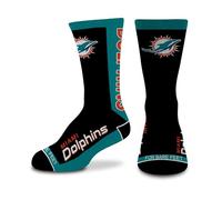 For Bare Feet - NFL MVP Classic Team Logo Youth Size Kids Crew Socks Approx. 4-8 years old, Miami Dolphins, One size